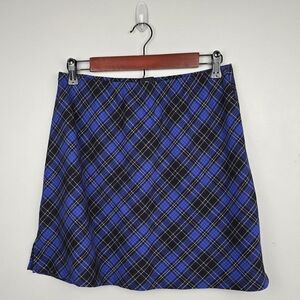 MY‎ MICHELLE Plaid Mini Skirt Blue Black Womens Size L Schoolgirl Academia